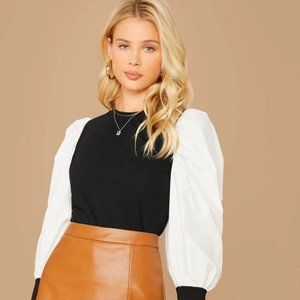 Two Tone Gigot Sleeve Top